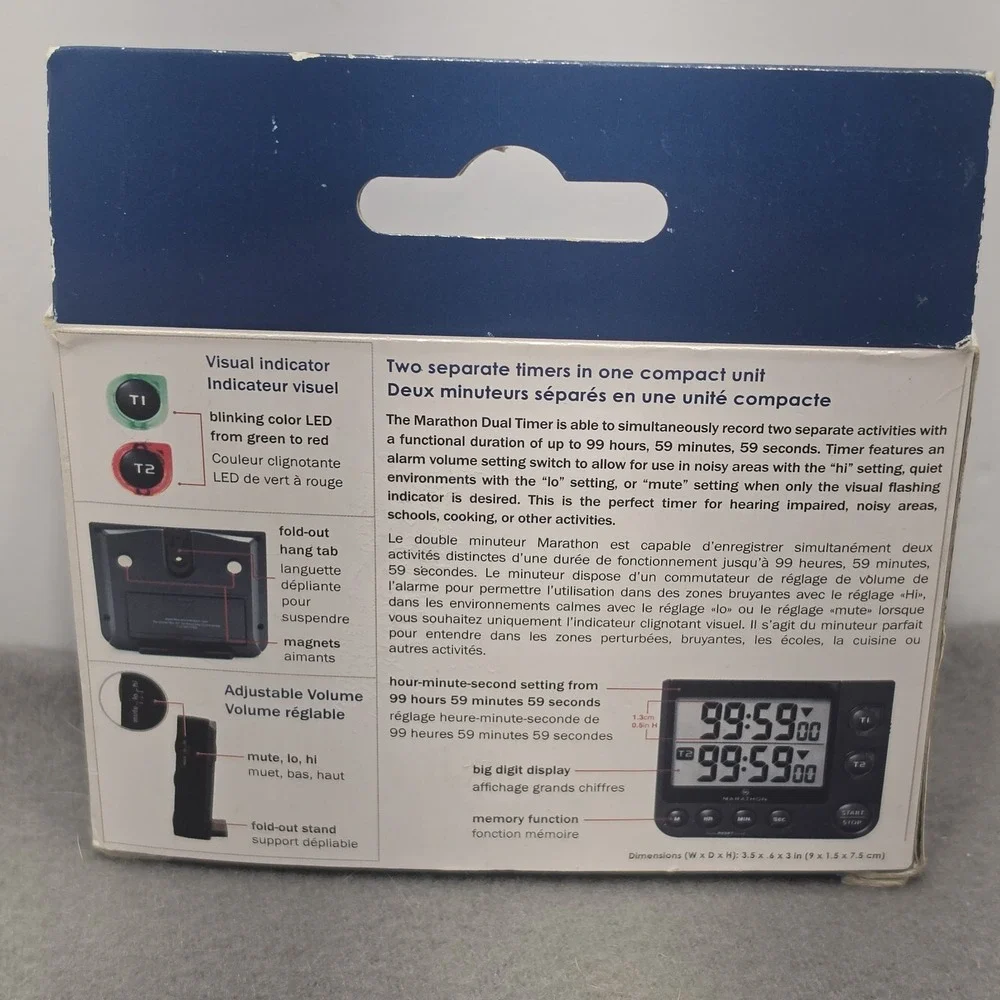 Marathon TI030017BK Black 100hr Dual Digital Timer w/ 2 Alarms. J